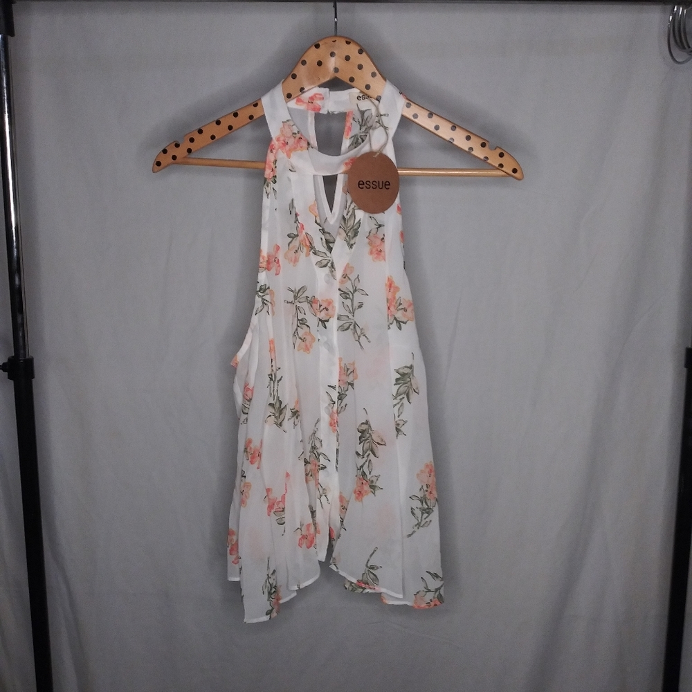 Floral high neck tank blouse